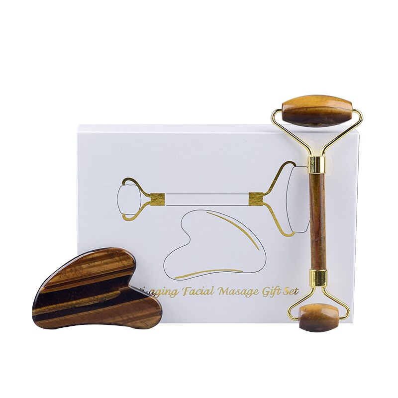 Natuurlijke-Tiger-Eye-Jade-Gezicht-Roller-Crystal-Stone-Stick-Koele-Huidverzorging-Gua-Sha-Schraper - gezichtsroller - gua sha - beauty