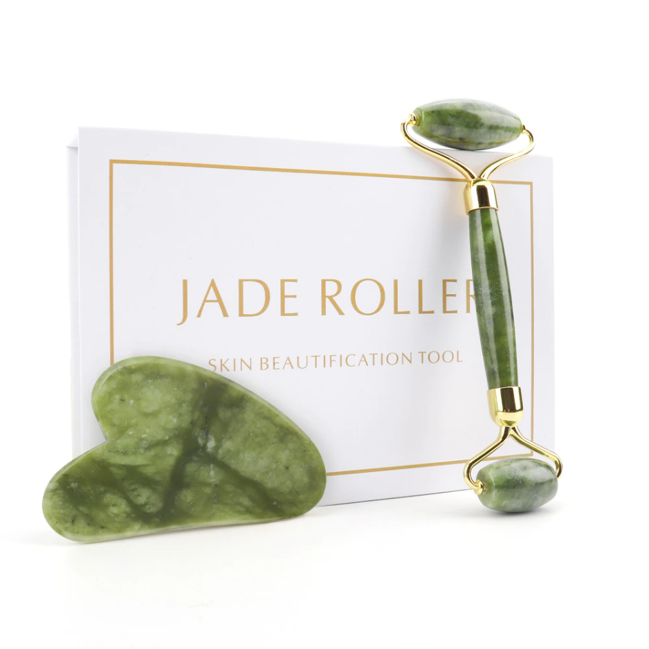 Jade-Facial-Massage-Roller-Guasha-Board-Dubbele-Hoofden-Natuurlijke-Jade-Stenen-Gezicht-Lift-Body-Huid-Ontgiften
