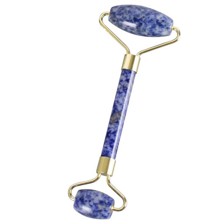 Sodaliet Blue Dot Steen Facial Massager Roller Blauw Punt Jade Druk Roller Gouache Voor Gezicht