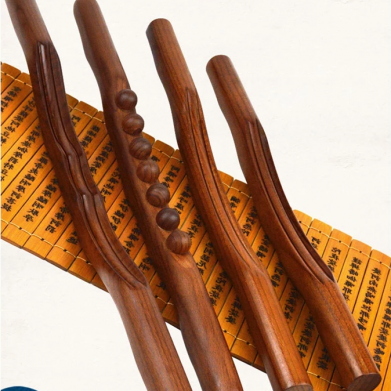 4Pcs-Schrapen-Stok-Hout-Terug-Schouder-Hals-Taille-Been-Massage-Gereedschap-Brander-Meridiaan-Brush-Gua Sha schraper - massage stok