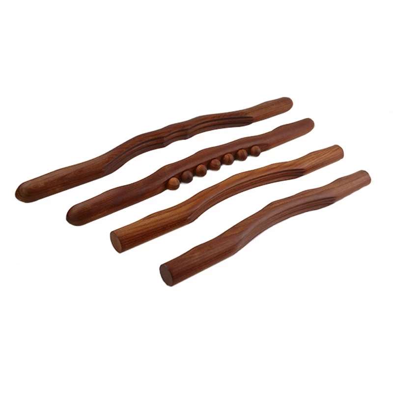 4Pcs-Schrapen-Stok-Hout-Terug-Schouder-Hals-Taille-Been-Massage-Gereedschap-Brander-Meridiaan-Brush-Gua Sha schraper - massage stok