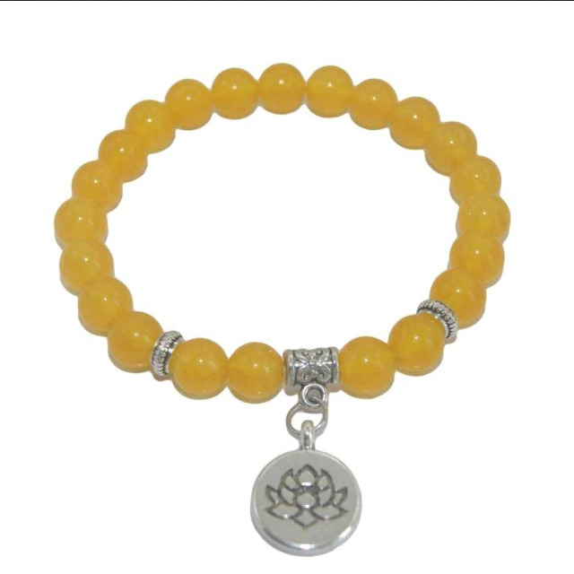 Gele Jade Natuursteen-Lotus-Boeddha-Kralen-Amethist-Agaat-Lapis-Lazuli-Tijgeroog-Turkoois-Armband