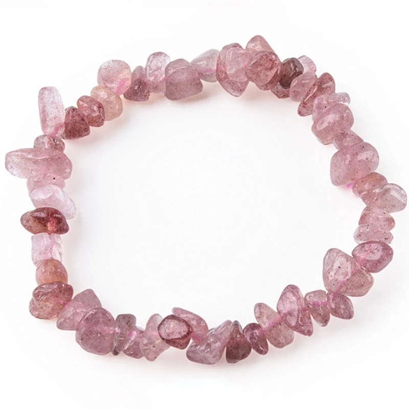 Strawberry quartz split armband Natuurlijke-Onregelmatige-Steen-Armband-Handgemaakte-Kralen-Edelsteen-