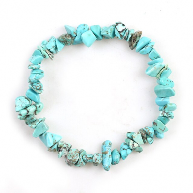 Blauwe Turquoise Split Armband Onregelmatige-Natuurlijke-Edelsteen-Armband-Stretch-Chip-Kralen