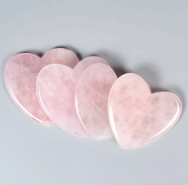 Rozekwarts Rose-Quartz-Gezichtsverzorging-Massager-Natuursteen-Kristal-Hart-Vorm-Gua-Sha-Tool-Massager