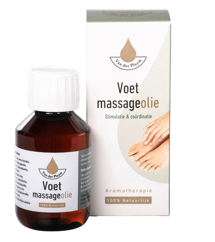 Voetmassage olie Van der Pluym 30ml, 100ml, 250ml, aromatherapie, gevoelloze voeten, massage olie 100% natuurlijke ingredienten