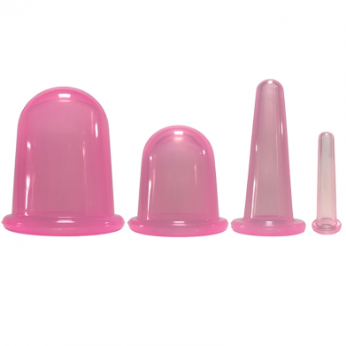 4-delige siliconen vacuum cupping set roze