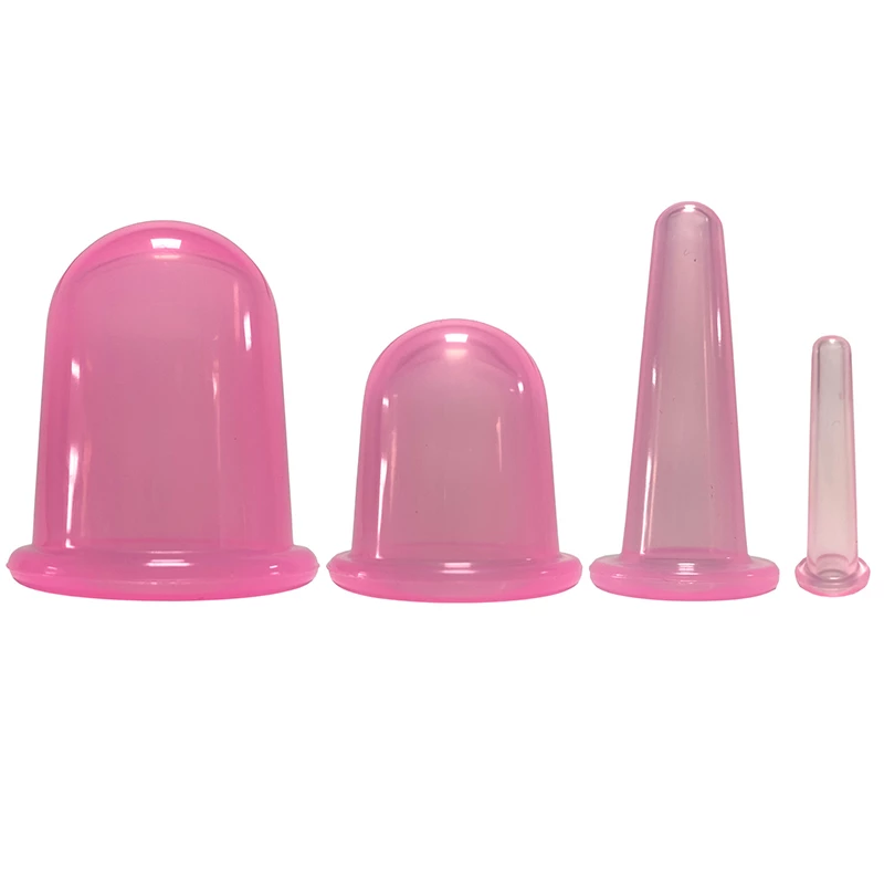 4-delige siliconen vacuum cupping set roze